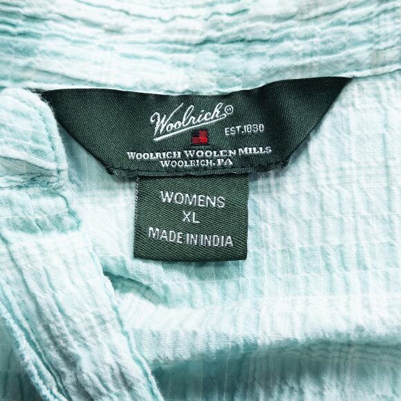 Woolrich Women’s Shirt Aqua Plaid Button Front Modern Cottagecore Button-Up XL - Picture 11 of 11